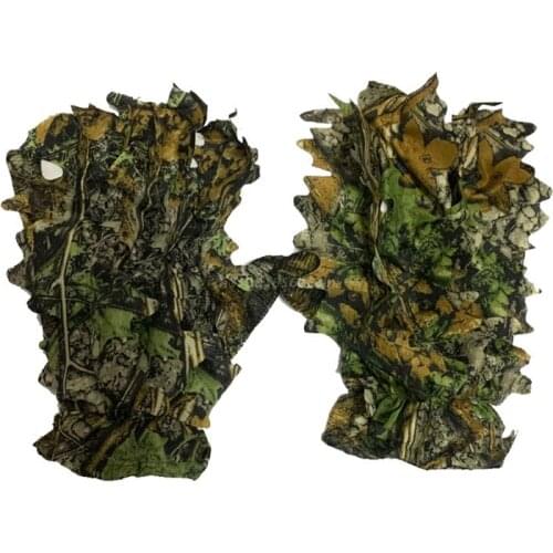 GXMF 1 Pair 3D Camouflage Gloves Hunting Airsoft Sniper Real Tree Leaf Effect Camo