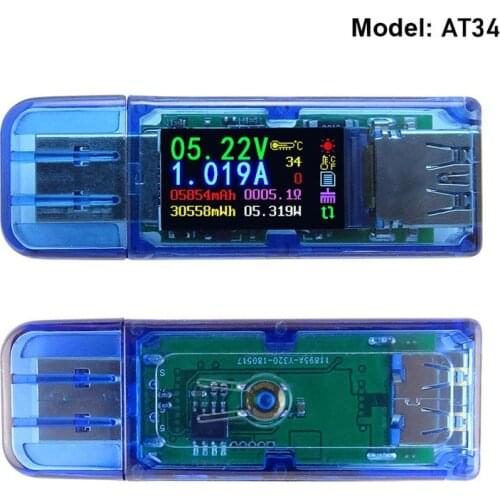 Usb тестер AT35/34 5 digits USB 3.0 color LCD Voltmeter ammeter voltage current meter multimeter battery charge power bank