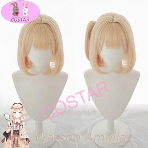 Hololive Watson Amelia EN VTuber Blonde Cosplay Wig Heat Resistant Synthetic Cosplay Hair Amelia Watson