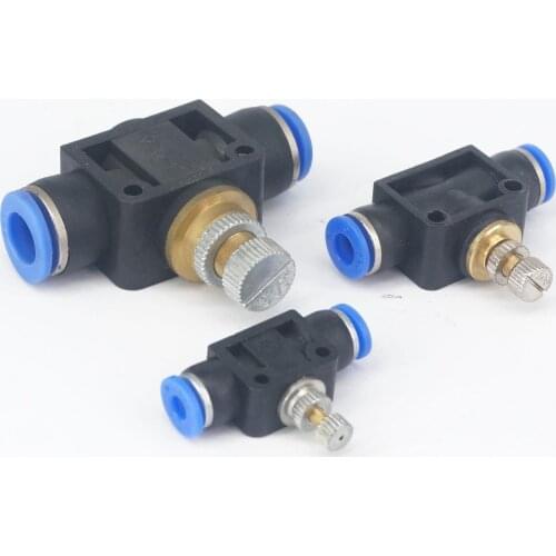 Fit Tube O/D 4/6/8/10/12mm Pneumatic Push In Union Air Fitting Flow Speed Control Valve 0.8 Mpa