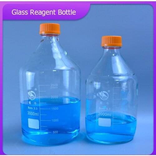 High-quality 2000ml/3000ml/5000ml clear Glass reagent bottle with screw cap thick wall laboratory Transparent reagent bottle