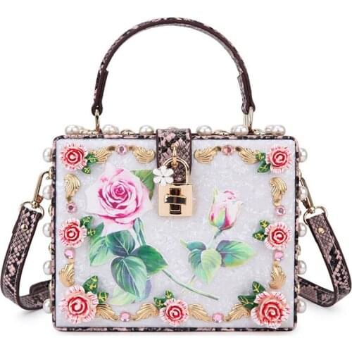Luxury Party Wedding Evening Bag Diamond Snake Pattern Handbag For Women Flower Embossed Purses Shoulder Bag Ladies Designer Bag
