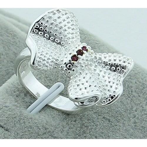 New Arrival 925 Silver Rings Fashion Elegant Round Bow-knot Rings For Women Wedding Engagement Jewelry Gift