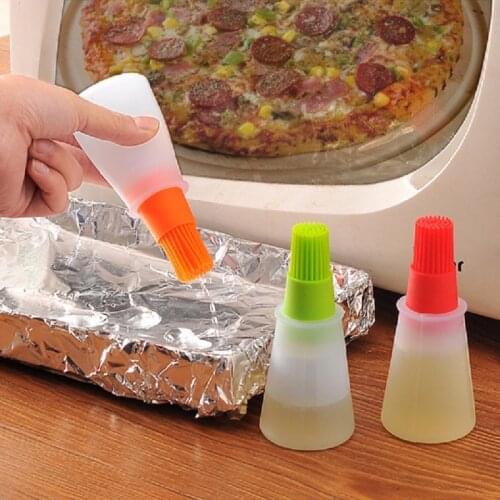 1 Pcs Portable Silicone Oil Bottle with Brush Grill Oil Brushes Liquid Oil Pastry Kitchen Baking BBQ Tool Kitchen Tools for BBQ