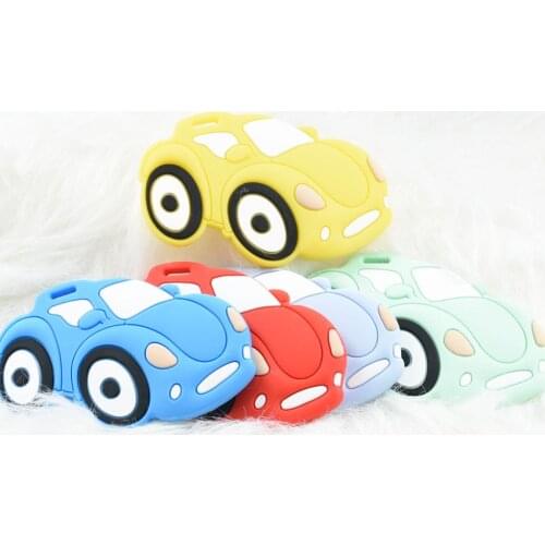 1 PC Car Shape Cartoon Baby Silicone Toy DIY Pacifier Chain Baby Teething Beads BPA Free Food Grade Silicone Sports Car Teether