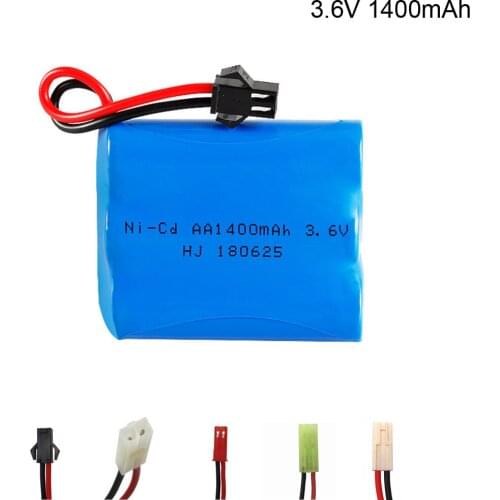 3.6V 1400mah NICD Battery Ni-CD Battery AA 3.6v battery pack for RC toy Car Boat Trucks toys model Battery SM/JST/Tamiya/EL PLUG