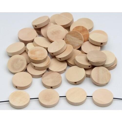 DIY 30pcs 20mm Wood Color Round Wooden Spacer Wood Beads for Jewelry Making
