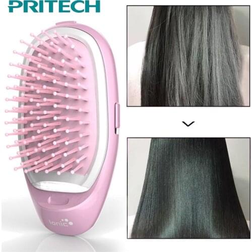 PRITECH 3D Inflatable Electric Hair Brush Comb Portable Hair Massage Style Brush Negative Ions Care Hair Straightener #BCM-1061