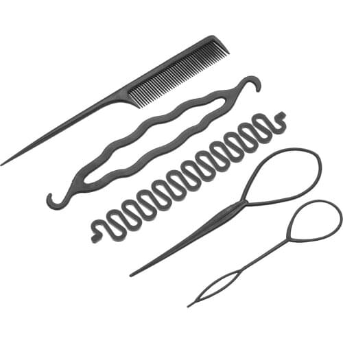 5PCS Hair Braid Tool Pull Hair Needle Double Hook Plate Made Needle Comb Hair Roller Twist Curler Ponytail DIY Styling Accessory