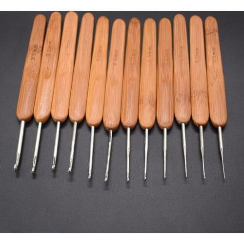 8Pcs/set High Quality Carbonized Bamboo Handle Crochet Hooks Set Crochet Knitting Needles Cross Stitch DIY Knitting Tools