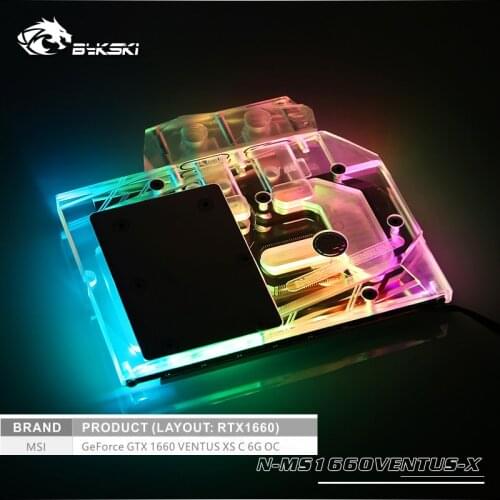Bykski GPU block fit MSI Geforce GTX1660 VENTUS XS C 6G OC water cooling gpu cooler sync motherboard N-MS1660VENTUS-X, by