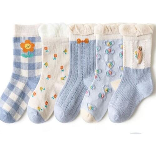 Kids Socks Spring Fall Winter Lace Girls Princess Sock Cartoon Bear Print Baby Wear Sweet childrens Socks Cotton Infant