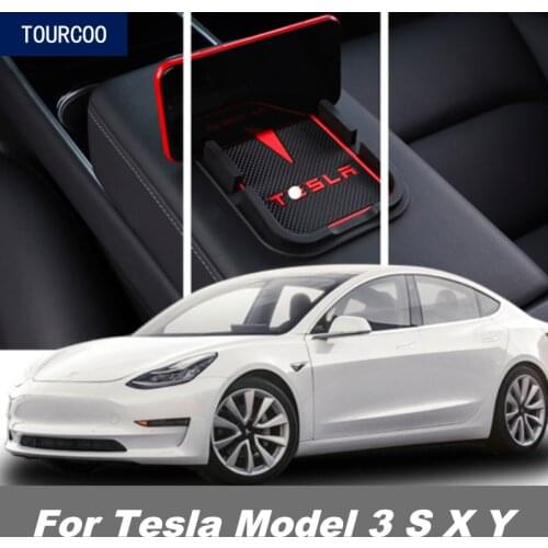 For Model Y 3 S X Phone Holder Dashboard Steering Wheel Armrest Non Slip Phone Holder Pad Mat Car Modification Accessories