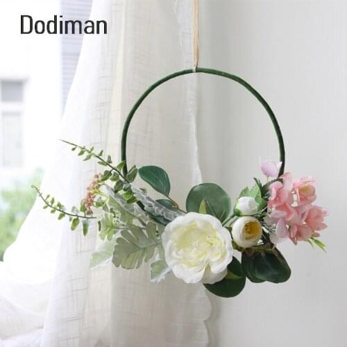 DIY artificial garland wreath rose flower wall wedding bedroom garden decor Christmas silk wreath fake flores 1pcs