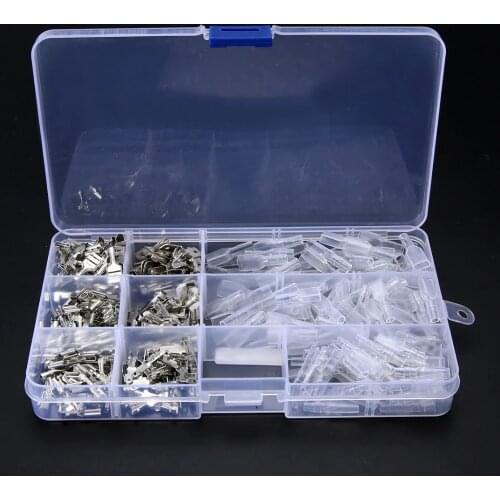 270pcs 2.8/4.8/6.3mm Assorted Insulated Inserted Spring Female to Male Connector Terminal Wire with Transparent Sheath