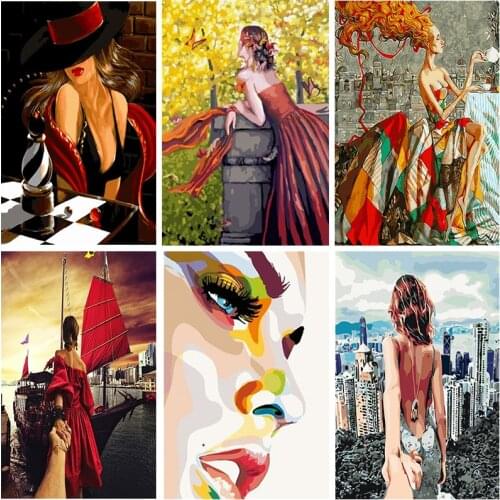 LUOVIZEM 5D Diamond Painting Full Square/Round Drill European American Fashion Women Portrait Embroidery Home Decor Painting