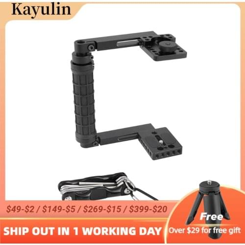 Kayulin Camera Cage Kit Rubber Handle With Shoe Mount Adjustable Side Handle Height For Canon Nikon Cameras