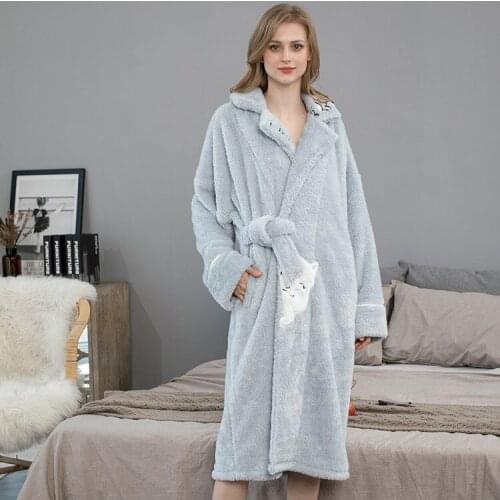 Hot Selling Lovers Long Warm Coral Fleece Bathrobe Men Winter Super Soft Flannel Kimono Bath Robe Male Dressing Gown Mens Robes
