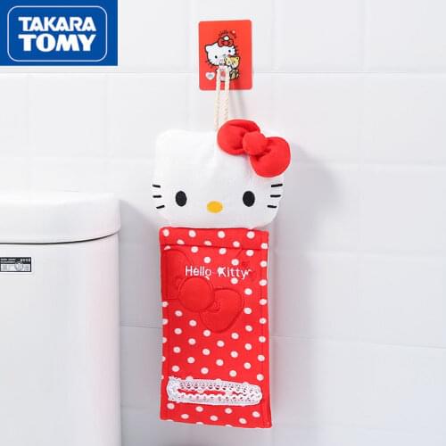 TAKARA TOMY Cute cartoon creative paper roll holder free punch wall hanging roll paper tube plush fabric paper towel cover