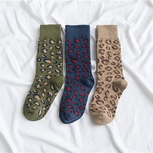 Fashion Women Leopard Socks Novelty Animal Streak Print Cute Funny Cool Cotton Trendy Animal Print Warm Socks Thicked