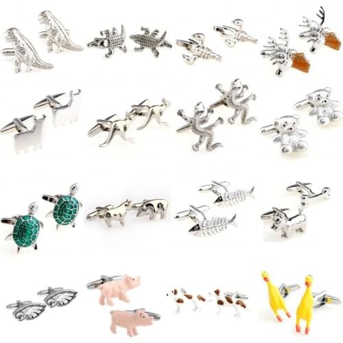Fashion Animal Cufflink Cuff Link 1 Pair Big Promotion Dinosaur Crocodile Scorpion Sheep Kangaroo Tortoise Gecko Pig Dog Eagle