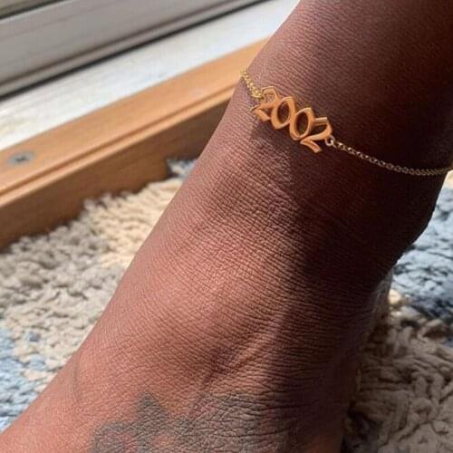Fashion Letter Ankle Leg Bracelet For Women Foot Jewelry Gold Color Number Anklet Summer Barefoot Beach Jewelry Friend Gifts