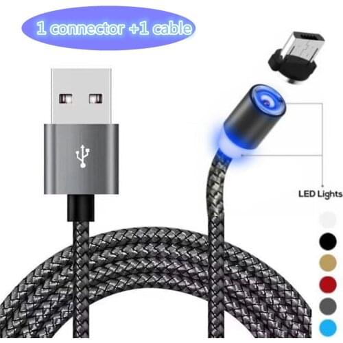 MOQ 50PCS 3 in 1 Magnetic suction Charger Cable LED Nylon Stronger Metal Magnet Cord 1M Android Micro USB Type C cable For Samsu
