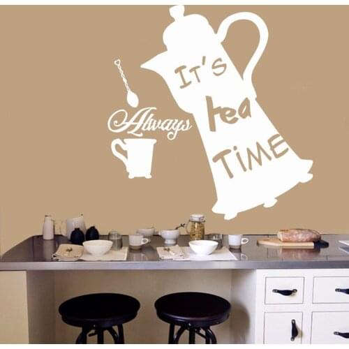 Alice in Wonderland It Is Tea Time Special Teapot Silhouette Wall Sticker For Living room Kids bedroom home Decoration
