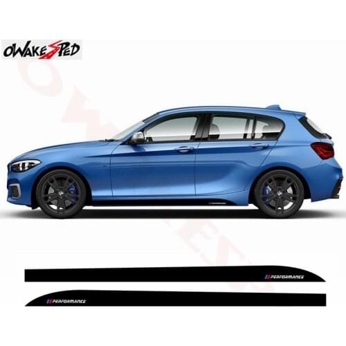 2pcs New Style M Performance Side Skirt Sill Stripe Decals Stickers For BMW 1 Series F20 F21 118i 120i 125i 128i 135i M Sport