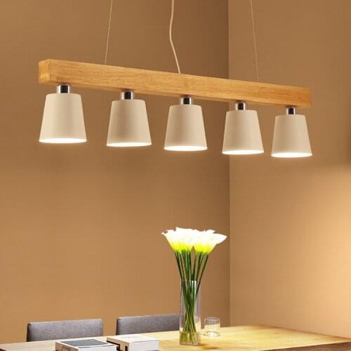 Nórdico japonés Led de madera de roble colgante lámpara accesorio de luz colgante Lustre Avize hogar dormitorio sala de estar
