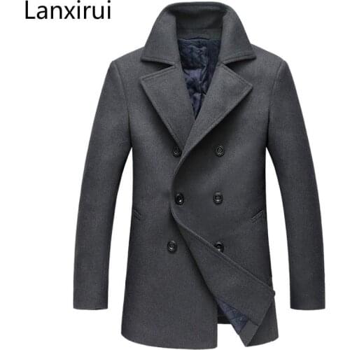 New Winter Woolen Coat Men Warm Wool &Blends Overcoat Thick Outerwear Mens Business Jacket Turn -Down Collor Ma440
