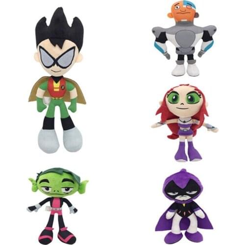 25CM Movie Teen Titans Go Plush Toys Dolls Cute Movie Characters Robin Cyborg Beast Boy Stuffed Plush Gifts For Children