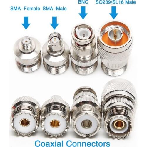 Connector Adapter Mobile Radio Antenna SO239/PL259/UHF Male Coaxial Connector to Walkie Talkie SMA-Female/SMA-Male/BNC/SL16