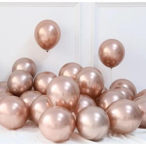 20Pcs 5/10/12Inch Rose Gold Champagne Gold Chrome Balloons Chrome Metal Globos Birthday Party Wedding Decorations Baby Shower