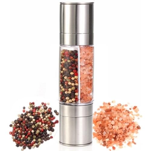 Pepper Grinder 2 in 1 with a brush, Stainless Steel Manual Salt Pepper Mill Grinder, Seasoning Grinding for Cooking Restaurants