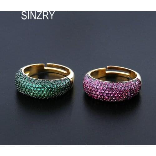 Sinzry Hotsale multi layer colorful Cubic zircon open end adjustable figure rings trendy jewelry accessory