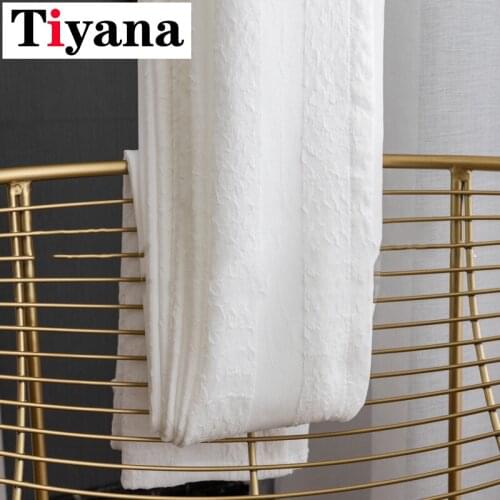 High Grade Thick Modern White Curtains For Living Room Bedroom Pleated Grey Tulle Curtains Window Drapes Kitchen Voile JK039Y
