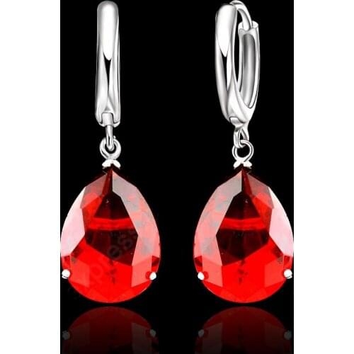 925 Sterling Silver 6 Colors Option ElegantWater Drop Crystal Lever Back Woman Jewelry Earring For Wedding Engagement