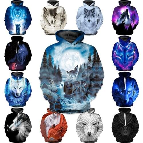 3d Wolf Oversized Boys Hoodies for Girls 2020 Autumn Winter Kids Hoodies Teenagers Tiger Lion Children Clothing Baby Clothes WY2