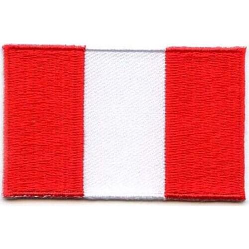 Embroidery Peru Flag Badge Made by Twill with Flat Broder and Iron On Backing Custom & MOQ50pcs free shipping