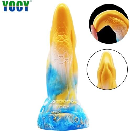 YOCY 8 Inch Huge Silicone Anal Plug Suction Cup Dildo For Men Masturbator Soft Colorful Sex Toy For Buttplug Massager