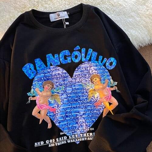 Vintage Goth Angle Bears Graphic Sweatshirt 2021 New Womens Winter Tops Streetwear Plus Size Teens Clothes Long Sleeve Pullovers