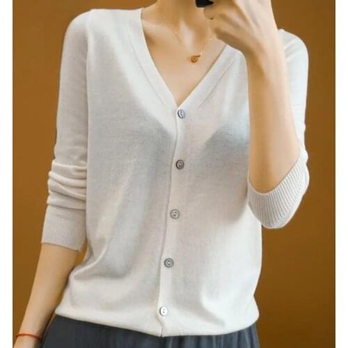 Womens Plus Size 5XL Knitted Cardigan Jacket 2021 Spring Autumn Fashion V-Neck Korean Loose Buttons Sweater Women Basic Coat