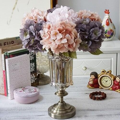 1 Bundle Set Artificial Flowers Wedding Bridal Bouquet Wall Cheap Silk Hydrangea Autumn Vase for Home Decor Christmas Decorative
