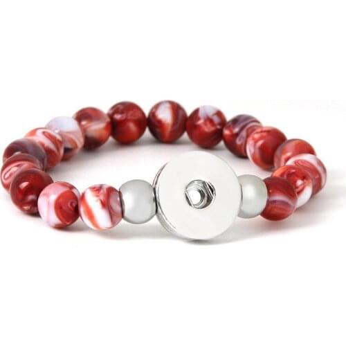 10 Colors Snap Bracelet&Bangles 10mm Imitation Stone Beads 18mm Snaps Holder High Quality DIY Snap Buttons Jewelry Single Snap