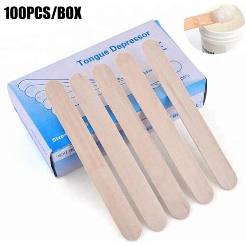 100Pcs/Box Disposable Wooden Tattoo Tongue Depressor Bamboo Sticks Sterilized Individually Tattoo Wax Stick Beauty Health Tool