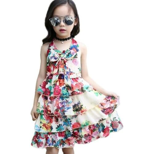 2020 Special Offer Promotion Tide Children Clothes Girl Sleeveless Child Girls Party Wedding Dress Cake Lace Princess Beach