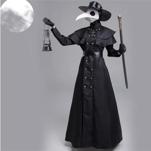 2021 Halloween Medieval Hooded Robe Cos Costume for Women Men Mask Hat Monk Cosplay Steampunk Priest Horror Wizard Cloak Cape