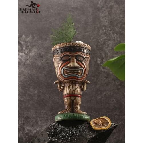 260ml Ceramic Tiki Mug Creative Porcelain Beer Wine Mug Cup Bar Tool