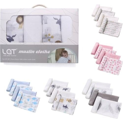 70*70cm 4pcs Baby Washable Diaper Reusable Nappy Cloth Newborn Swaddling Wrap Blanket Gauze Muslin Infant Nursing Cover Bedsheet